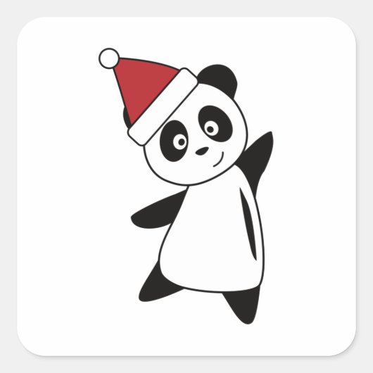 Panda Teddy Bear Kerstmis Dieren voor Kinderen Vierkante Sticker (Voorkant)