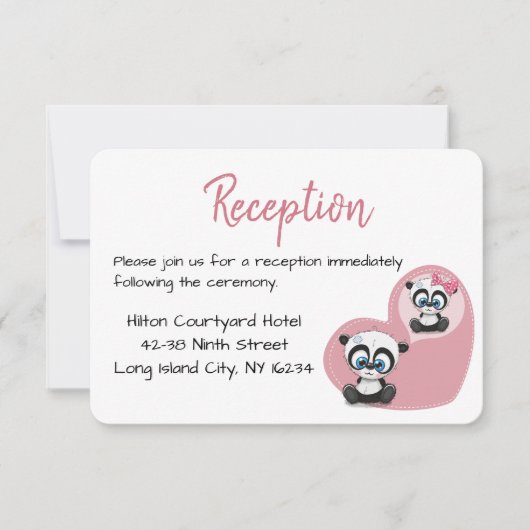 Panda Teddy Bear Pink Heart Weddenschap Kaart (Voorkant)