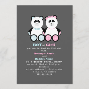 Panda Teddy Bears Gender Reopenbaart de uitnodigin Kaart