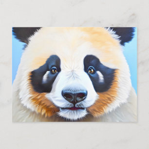 Panda tekenen op een blauwe achtergrond briefkaart