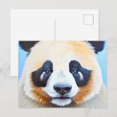 Panda tekenen op een blauwe achtergrond briefkaart (Voorkant / Achterkant)
