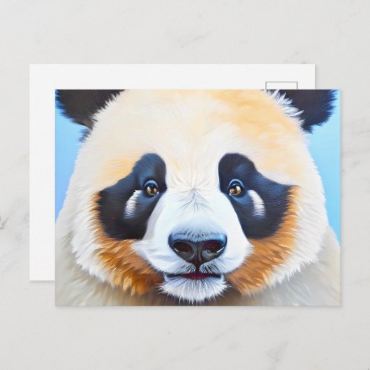 Panda tekenen op een blauwe achtergrond briefkaart (Voorkant / Achterkant)