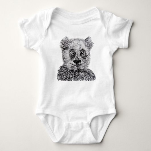 Panda tekening Baby Jersey Bodysuit (Voorkant)
