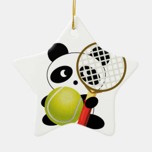 Panda tennis keramisch ornament