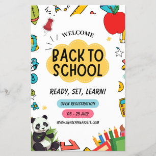 Panda Terug naar school Onderwijzer eerste-dag pos Flyer