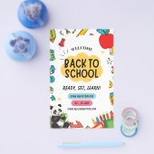 Panda Terug naar school Onderwijzer eerste-dag pos Flyer (Enkel)