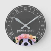 Panda-thema roestig zwart-wit ronde klok (Voorkant)