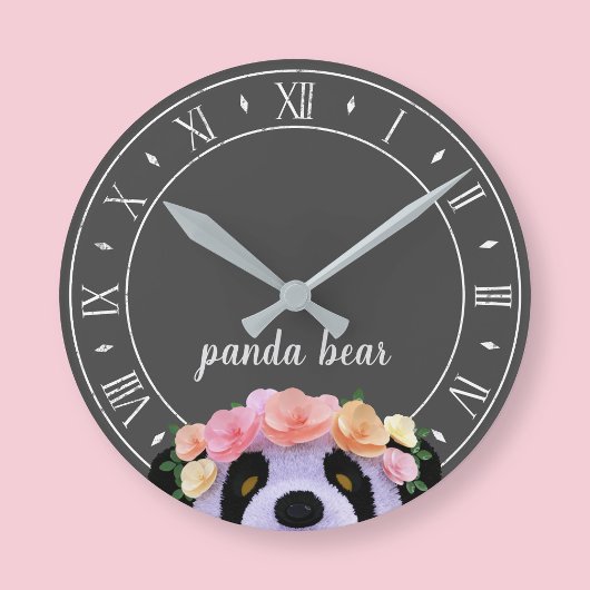 Panda-thema roestig zwart-wit ronde klok