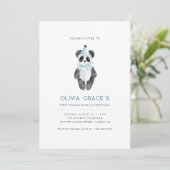 Panda Theme First Birthday Invitation Kaart (Staand voorkant)