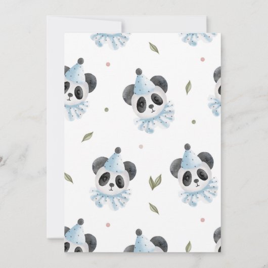 Panda Theme First Birthday Invitation Kaart (Achterkant)