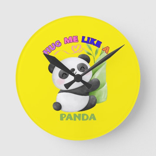 🕒 Panda Time Labels – Tick Tock met schattigheid! Ronde Klok (Voorkant)
