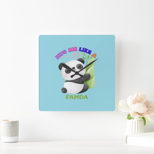 🕒 Panda Time Labels – Tick Tock met schattigheid! Vierkante Klok (Huis)