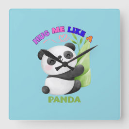🕒 Panda Time Labels – Tick Tock met schattigheid! Vierkante Klok