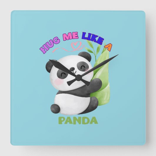 🕒 Panda Time Labels – Tick Tock met schattigheid! Vierkante Klok (Voorkant)