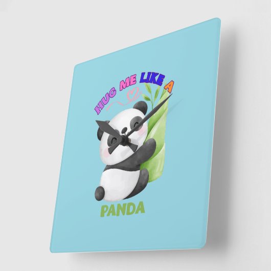 🕒 Panda Time Labels – Tick Tock met schattigheid! Vierkante Klok (Hoek)