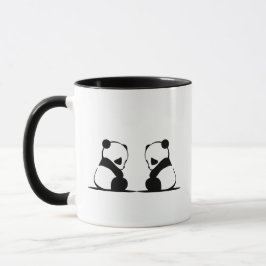 Panda Tone Couple Coffee Cup Simple Black White Mok