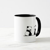 Panda Tone Couple Coffee Cup Simple Black White Mok (Voorkant rechts)