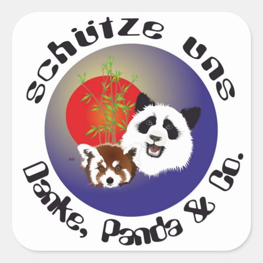 Panda Treffen Aufkleber Vierkante Sticker (Voorkant)