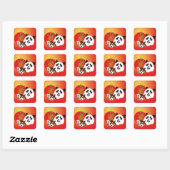 Panda Treffen Aufkleber Vierkante Sticker (Vel)
