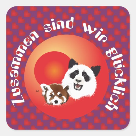 Panda Treffen Aufkleber Vierkante Sticker (Voorkant)