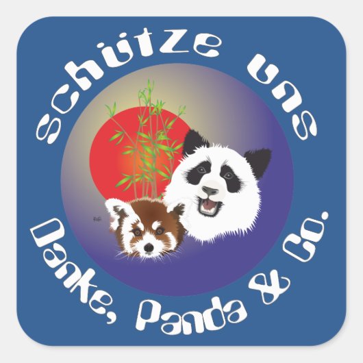 Panda Treffen Aufkleber Vierkante Sticker (Voorkant)