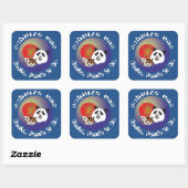 Panda Treffen Aufkleber Vierkante Sticker (Vel)
