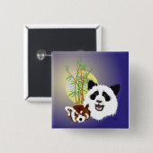 Panda Treffen Buttonnen Vierkante Button 5,1 Cm (Voorkant /achterkant)
