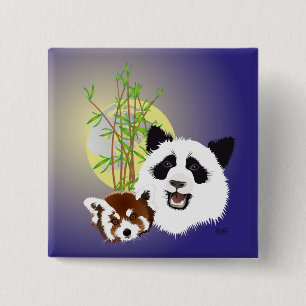 Panda Treffen Buttonnen Vierkante Button 5,1 Cm