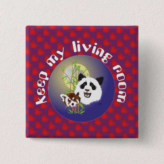 Panda Treffen Buttonnen Vierkante Button 5,1 Cm (Voorkant)