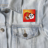 Panda Treffen Buttonnen Vierkante Button 5,1 Cm (In situ)