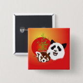 Panda Treffen Buttonnen Vierkante Button 5,1 Cm (Voorkant /achterkant)