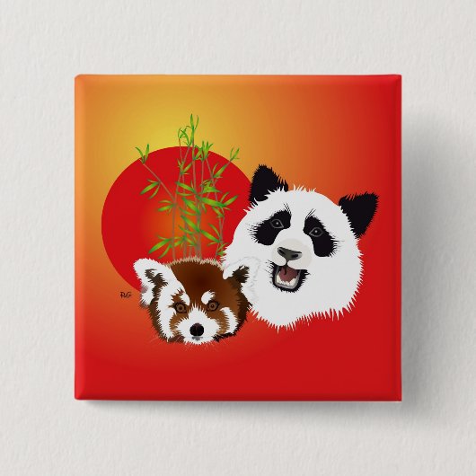 Panda Treffen Buttonnen Vierkante Button 5,1 Cm (Voorkant)