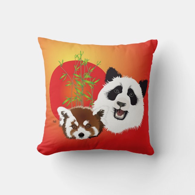 Panda Treffen Kissen Kussen (Voorkant)