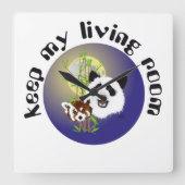 Panda Treffen Uhr Vierkante Klok (Voorkant)