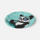 Panda Turquoise Birthday Papieren Bordje (Gekanteld)