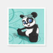 Panda Turquoise Birthday Servetten (Voorkant)