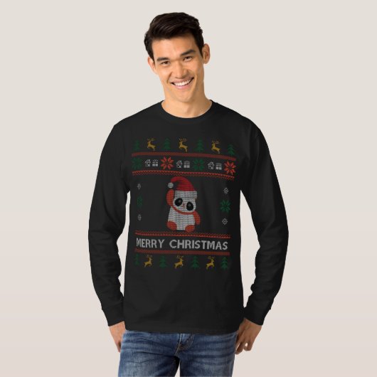 Panda Ugly KerstSweater Cute Panda Santa T-shirt (Voorkant volledig)