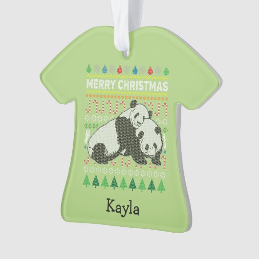 Panda Ugly KerstSweater Wildlife Series Ornament (voorkant)
