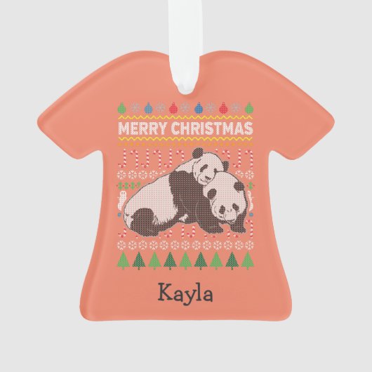 Panda Ugly KerstSweater Wildlife Series Ornament (achterkant)