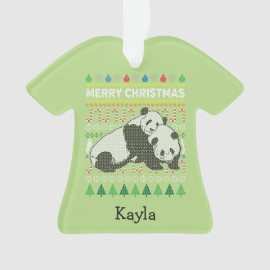 Panda Ugly KerstSweater Wildlife Series Ornament (voorkant)