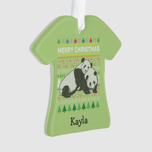 Panda Ugly KerstSweater Wildlife Series Ornament (voorkant)