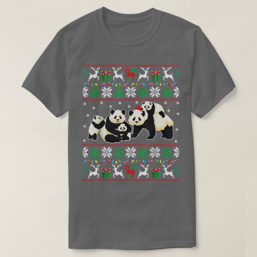 Panda Ugly Xmas Sweater Panda Kerstlamlights San T-shirt (Design voorkant)