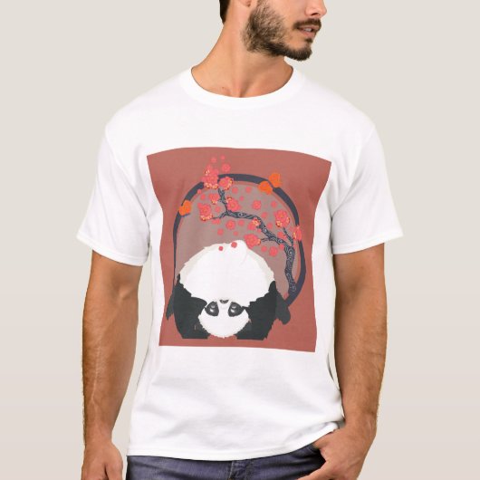 Panda under Blooming Sakura T-Shirt (Voorkant)