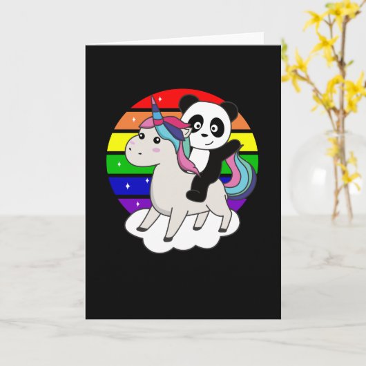 Panda Unicorn Rainbow Animals Pandas Unicorns Kaart (Gele Bloem)