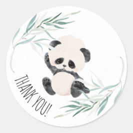Panda Unisex Baby shower Waterverf DANK U Ronde Sticker