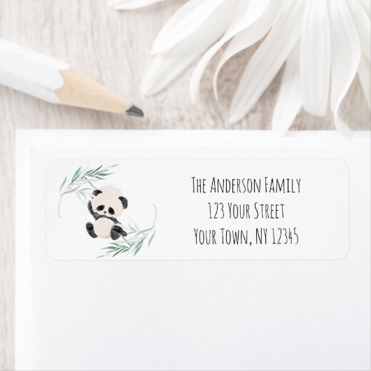 Panda Unisex Genderneutrale Baby shower Waterverf Etiket (Insitu)