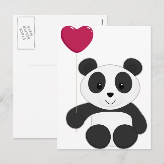 Panda Valentijn Feestdagenkaart (Voorkant / Achterkant)