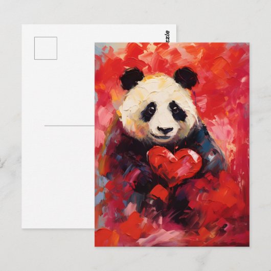 Panda Valentijnsdag Briefkaart (Voorkant / Achterkant)