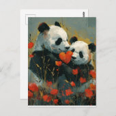 Panda Valentijnsdag Briefkaart (Voorkant / Achterkant)