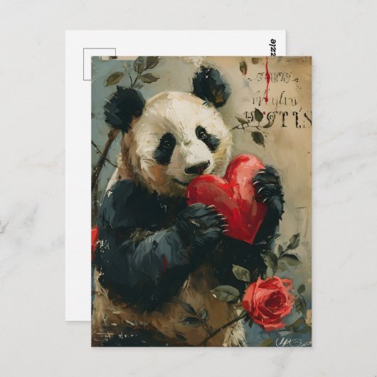 Panda Valentijnsdag Briefkaart (Voorkant / Achterkant)